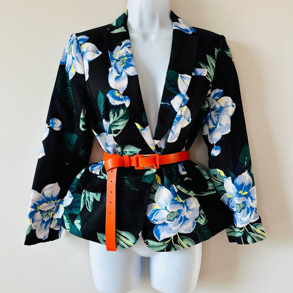 Beautiful Floral Print Linen Blend Blazer Jacket By Banana Republic Size 4 - Picture 1 of 6